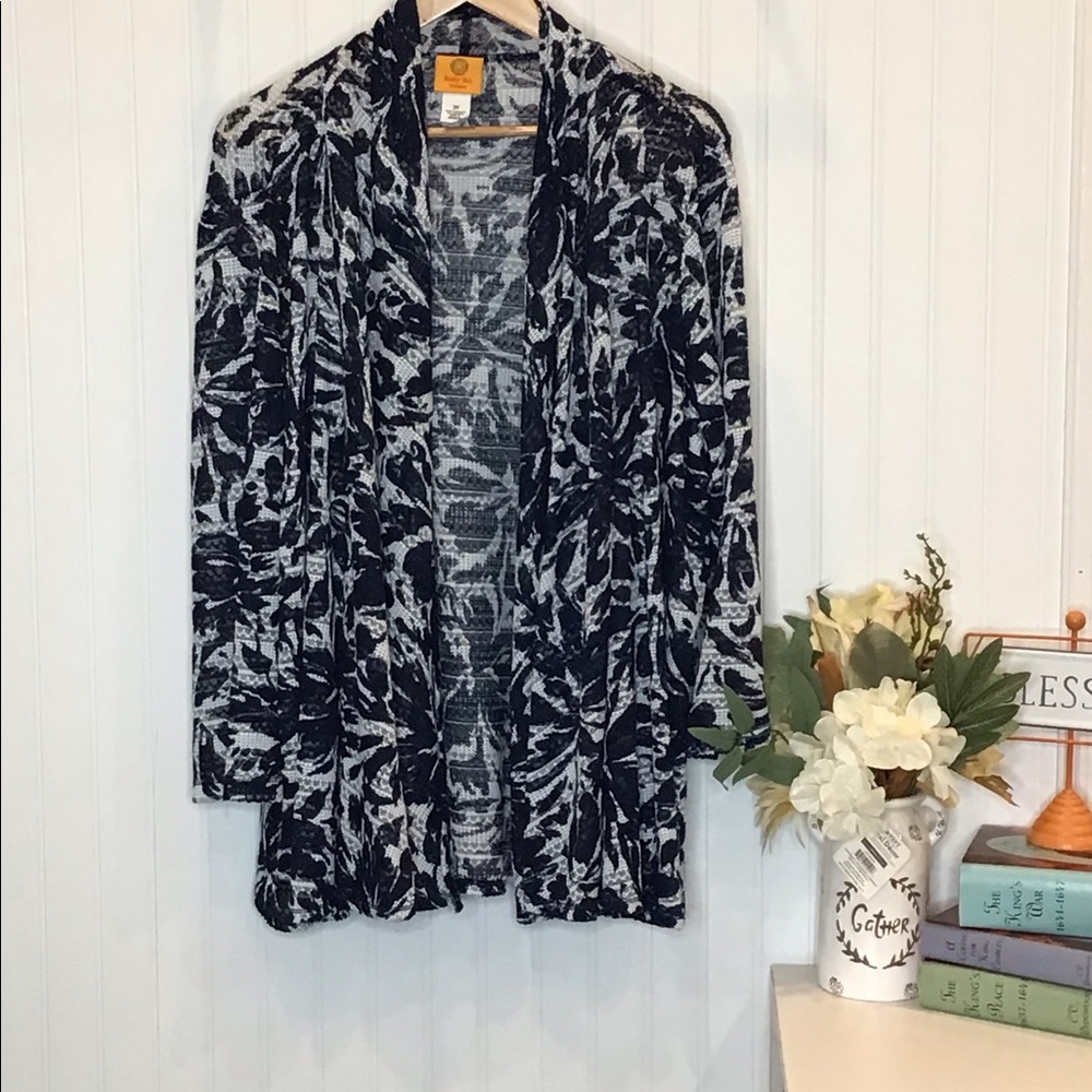 Ruby Rd. | Plus Size Women’s Cardigan Sweater Blue/White 3X - Picture 12 of 16